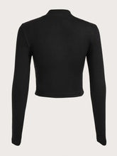 Skull Print Mock Neck Crop Tee